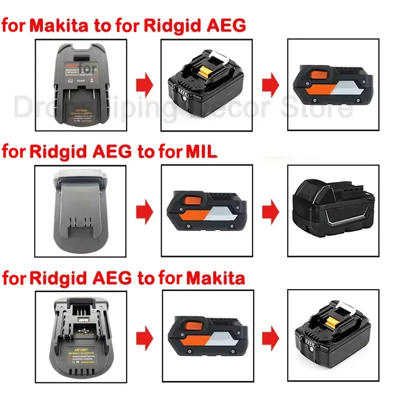 마키타용 배터리 어댑터 컨버터, RIDGID AEG, Ridgid/AEG, 마키타, Ridgid/Metabo, Milwaukee Tool용