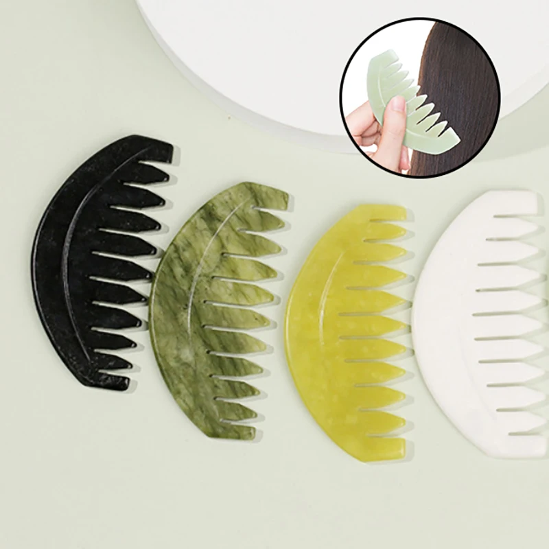 Body Relaxation Acupoint Massage Comb Head Massager Scalp Care Natural Bian Stone Combs GuaSha Board Hair Brush Portable Scraper