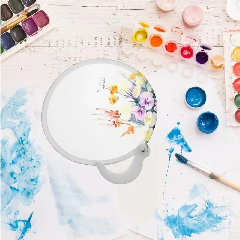Blank Foldable Round Hand Fan, Polyester DIY Painting Fan for Wedding Favors, Festival Crafts and Portable Everyday Cooling