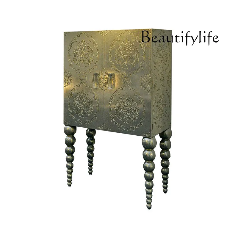 

Neoclassical European solid wood carving flower wine cabinet partition cabinet living room entrance dining side cabinet storage