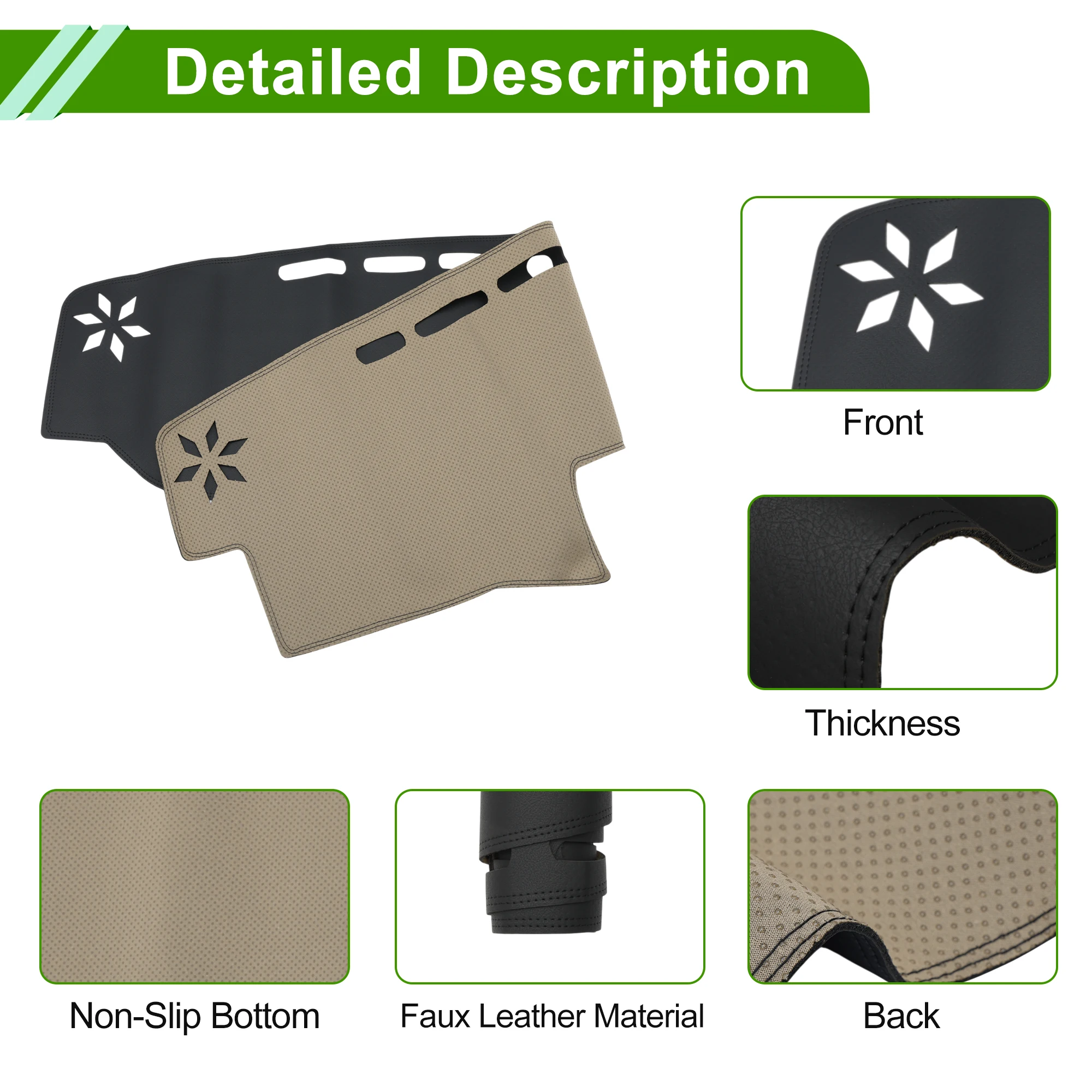 UXCELL غطاء لوحة القيادة لتويوتا 4 عداء 2010-24 داش غطاء حصيرة السجاد وحدة التحكم المركزية داش غطاء حصيرة السيارة الداخلية