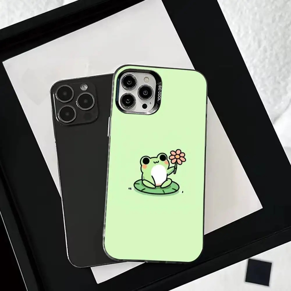 حافظة هاتف C-Cartoon F-Frog لهاتف iPhone 16,15,14,13,12,11,Pro,Max,Plus, Mini,XS,SE مضادة للسقوط باللون الأسود غير اللامع #2