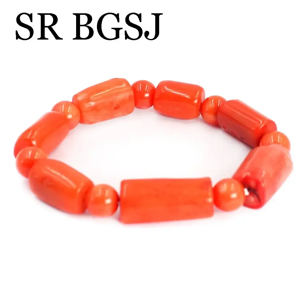 18inch Necklace 7.5inch Fashion African Dubai Natural Orange Sea Bamboo Coral Bracelet Women Jewelry Set