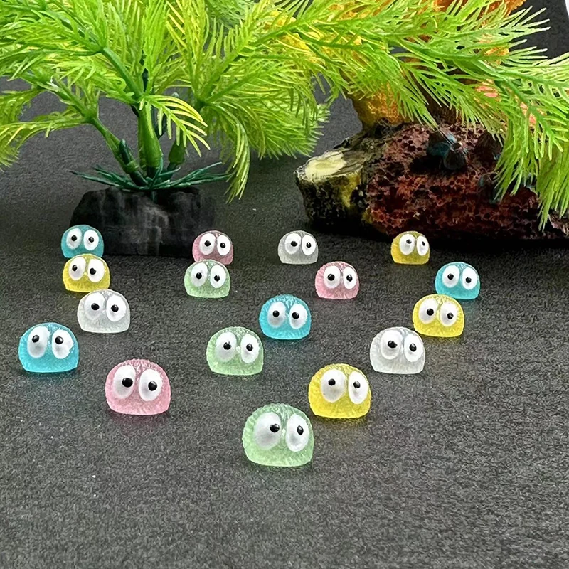 10Pcs Luminous Briquettes Elfs Black Ball Sprite Duck Figurine Home Decor Glowing Miniature Fairy Garden Decoration Accessories