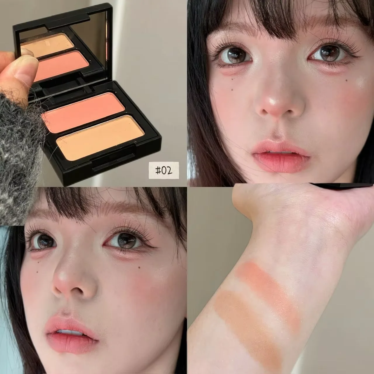 Sheyidoche Soft Cloud Dual‑Tone Blush Palette Fine Powder Blendable Natural Flush Multi‑Shade for Daily Cheek Makeup