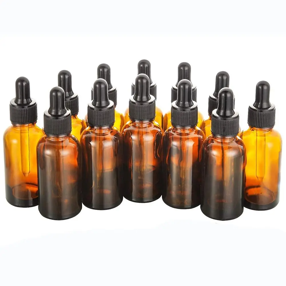 1/12Pcs Travel 1 oz Dropper Bottles 30ml Liquids Tincture Bottles Empty Container Essential Oils