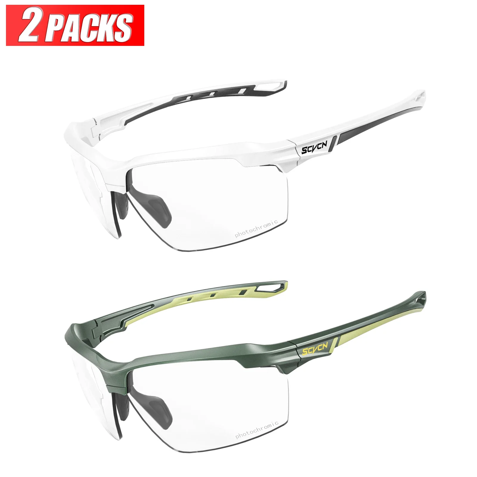3PACKS SCVCN Photochrome Radfahren Sonnenbrille Gläser Fahrrad MTB Fahrrad Wandern Golf UV400 Sportbrille für Männer Frauen Baseball 9