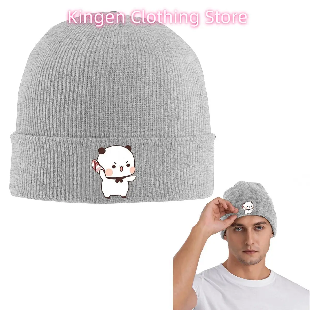 Cute Bubu Is Throwing Flip Flops At Dudu Knitted Cap Fashion Bonnet Hat Autumn Winter Outdoor Beanies Hats for Men Women Adult