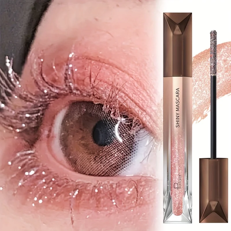 Glitzernde funkelnde Wimperntusche, langlebig, Effekte, wasserfest, wischfest, zerkleinerte Diamant-Wimperntusche, perlmuttartig, feiner Blitz