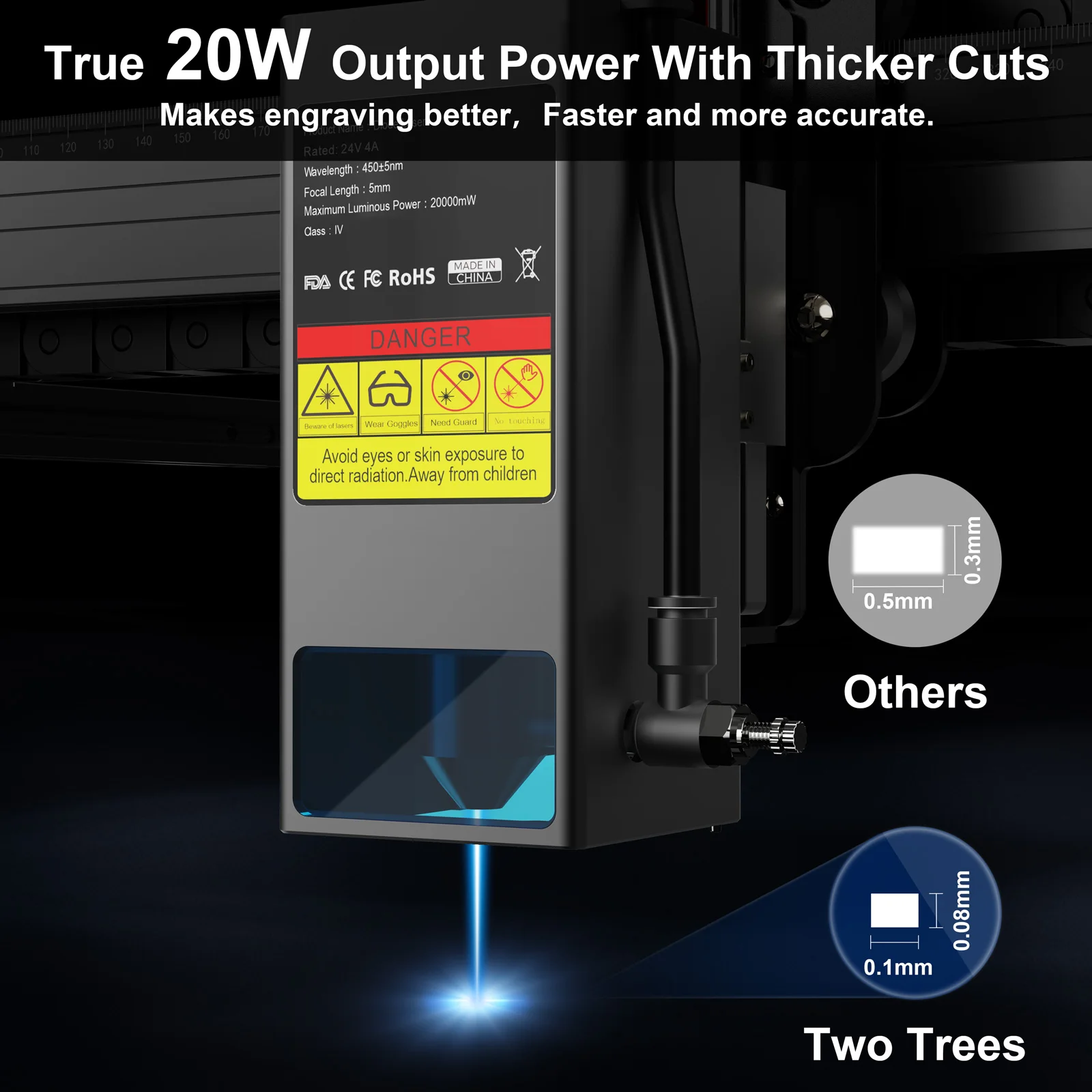 TwoTrees TS2 20W Laser Engraving Machine 410x410mm Compressed Spot Technology Auto Focus Wifi Flame Detection Air Assit System