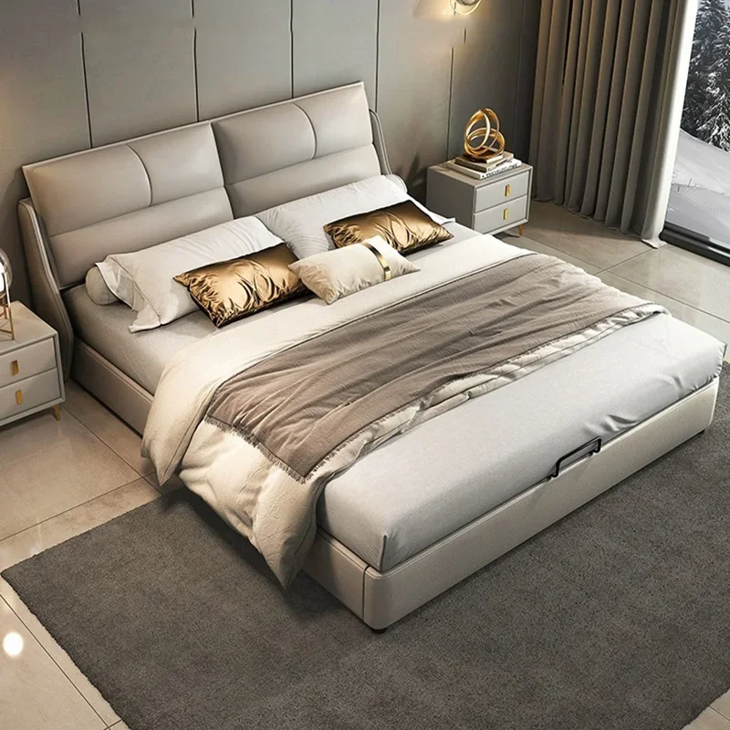 Storage Queen Size Bed Luxury Modern European Marriage Bedroom Bed Lounge French Camas Y Muebles Dormitorio Nordic Furniture