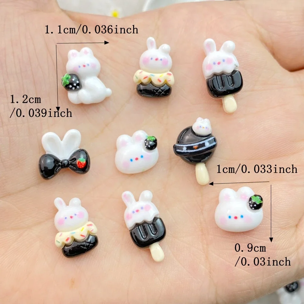 20Pcs Cute Mini Cartoon Lollipop Rabbit Nail Art Resin Designer Charms Rhinestones DIY Craft For Nail 3D Decorations Jewelry