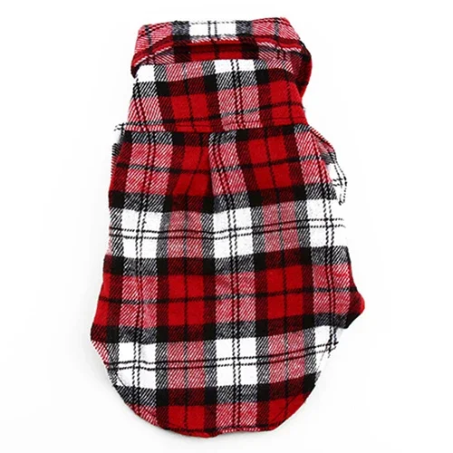 Pet Clothes Dog Shirts British Style Plaid Warm Fleece Thicken CoatWith Traction Ring for Small Medium Puppy Chihuahua Clothing