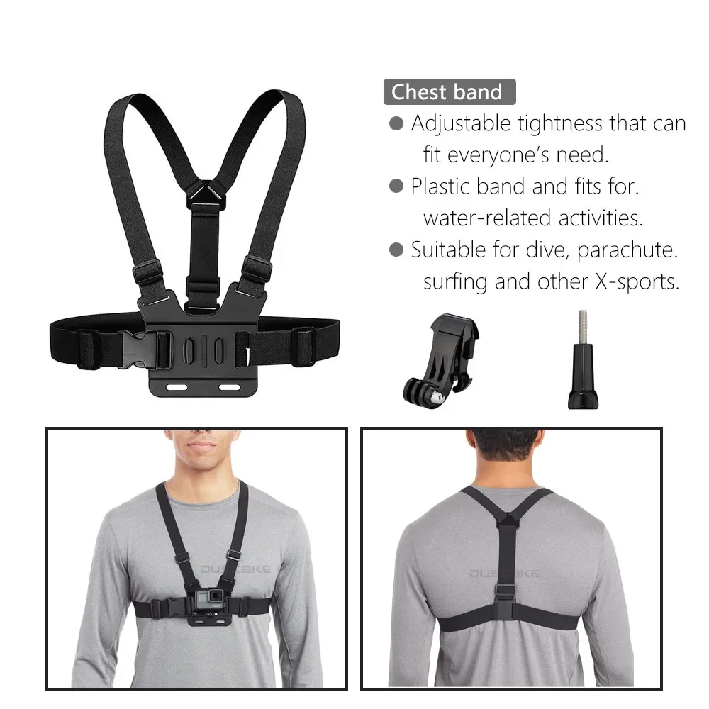 Chest Head Mount Tripé Kit, Action Camera Acessórios, Fit para Gopro Hero