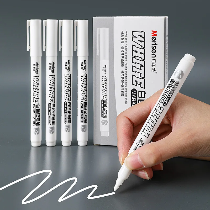 1.0mm Waterproof White Marker Pen Permanent Graffiti Gel Pencil Oily Pens маркери фломастеры Tire Painting Notebook Drawing