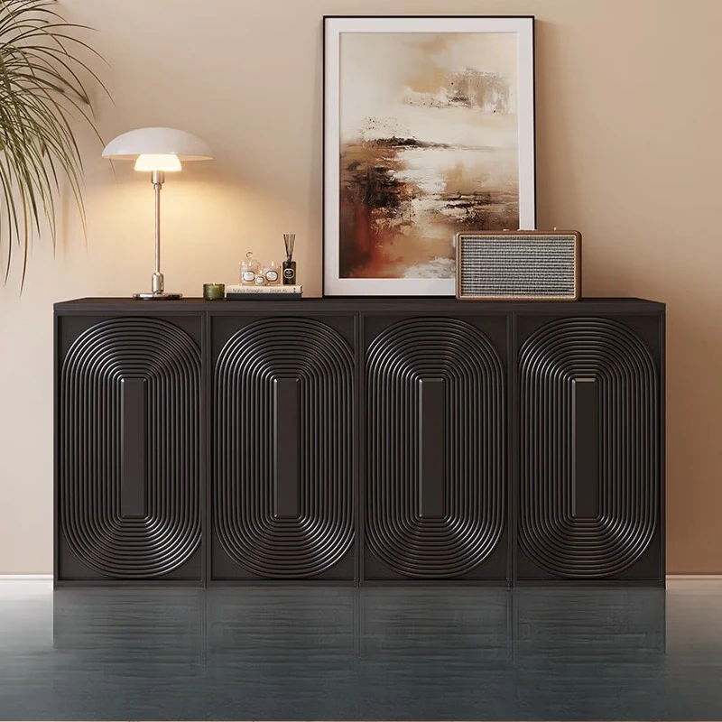 

light luxury household integrated wall living room porch cabinet black simple solid wood storage locker window cabinet