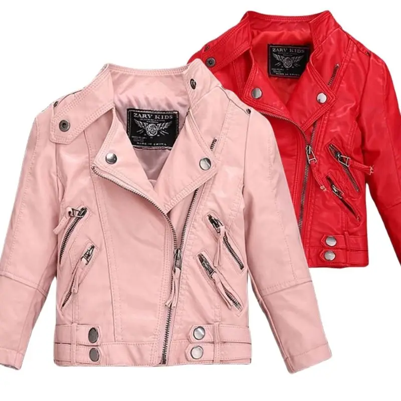 

Children's Outerwear 2023 New Girl PU Leather Jacket Autumn Winter Teenager Boys Fashion Leather Jacket Coat Collar Overwear