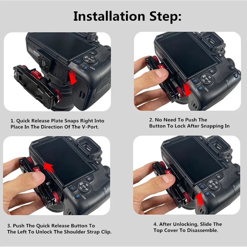 Nuova Clip per cintura in vita per fotocamera supporto per piastra a V a sgancio rapido adattatore per interruttore rapido Anti-vibrazione tracolla SLR supporto per morsetto per treppiede