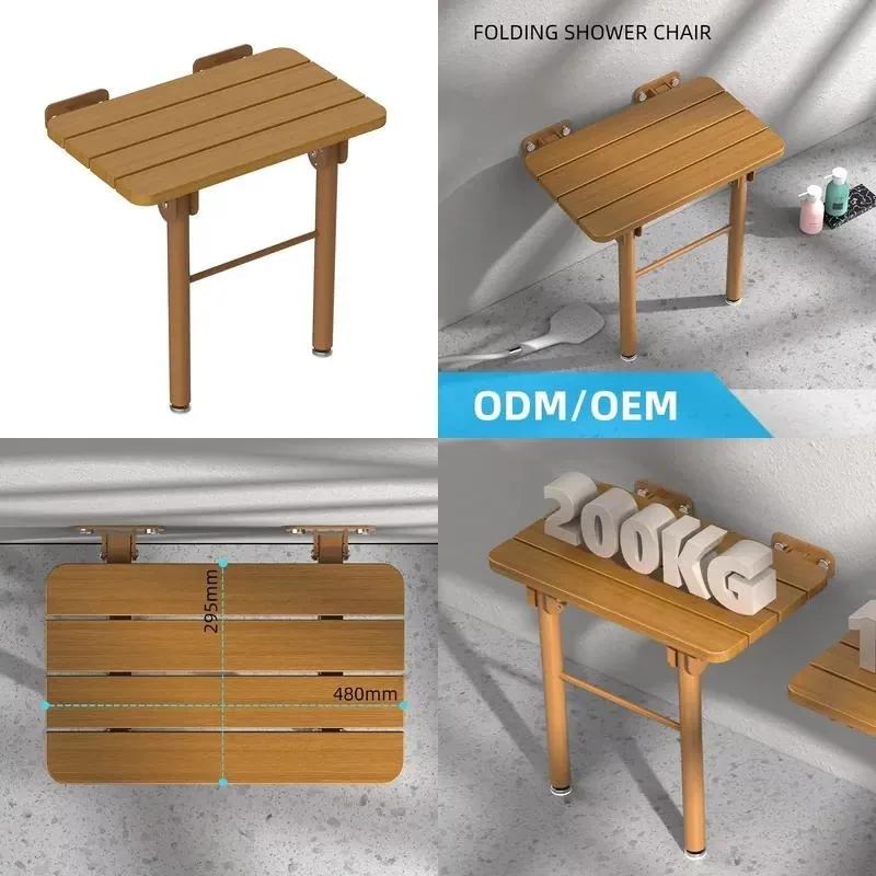 Modern Solid Wood Folding Stool Non Slip Shower Toilet Seat Bath Chair Porch Shoe Change Multi Purpose Luxury Durable