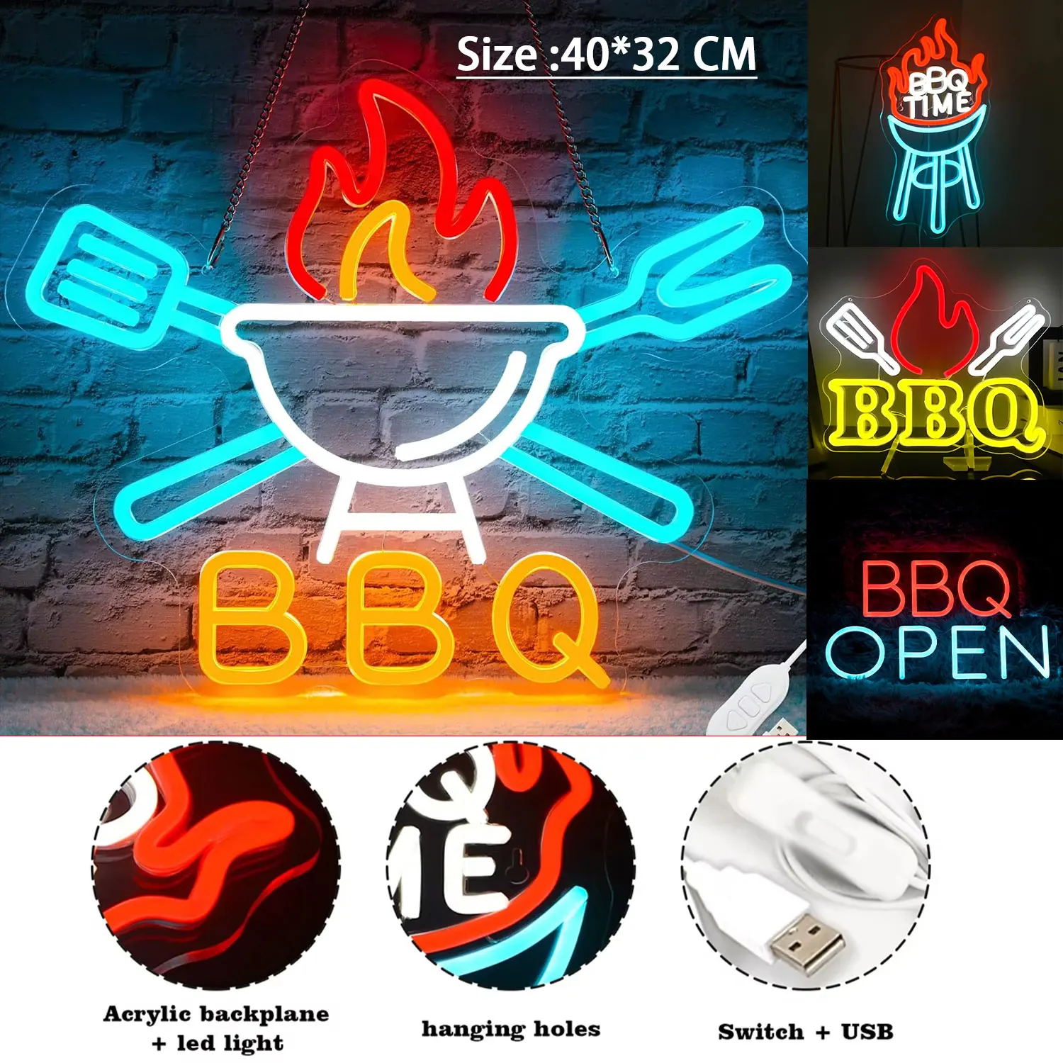 

Неоновая вывеска BBQ Time ineonlife