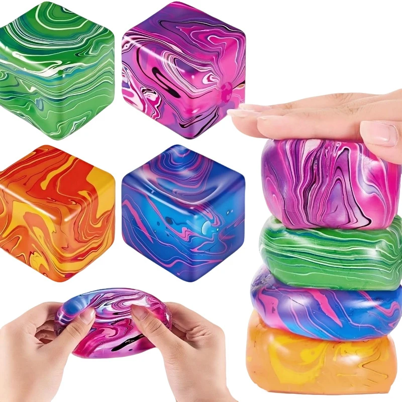 Weicher und klebriger Stressabbau-Würfel, sensorisches Quetschspielzeug, Anti-Stress-Tool gegen Angstzustände, Konzentrationshilfe, langsam rückfederndes Fidget-Spielzeug