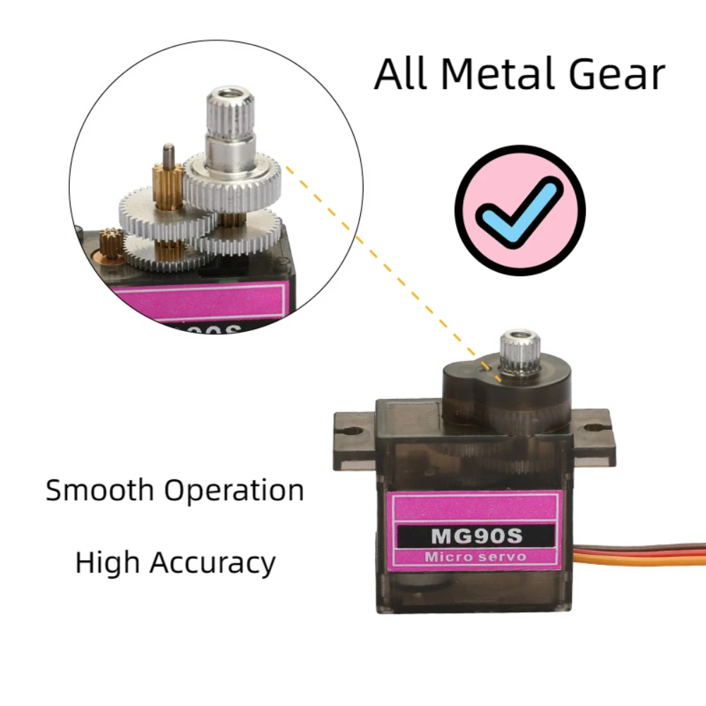 Engrenage entièrement métallique pour hélicoptère, avion, bateau, voiture, robot RC, MG90S, Servo, 9g, SG90, version améliorée, MG90, 9G, Trex 100, 1 pièce, 8 pièces, 20 pièces, 50 pièces, 450 pièces