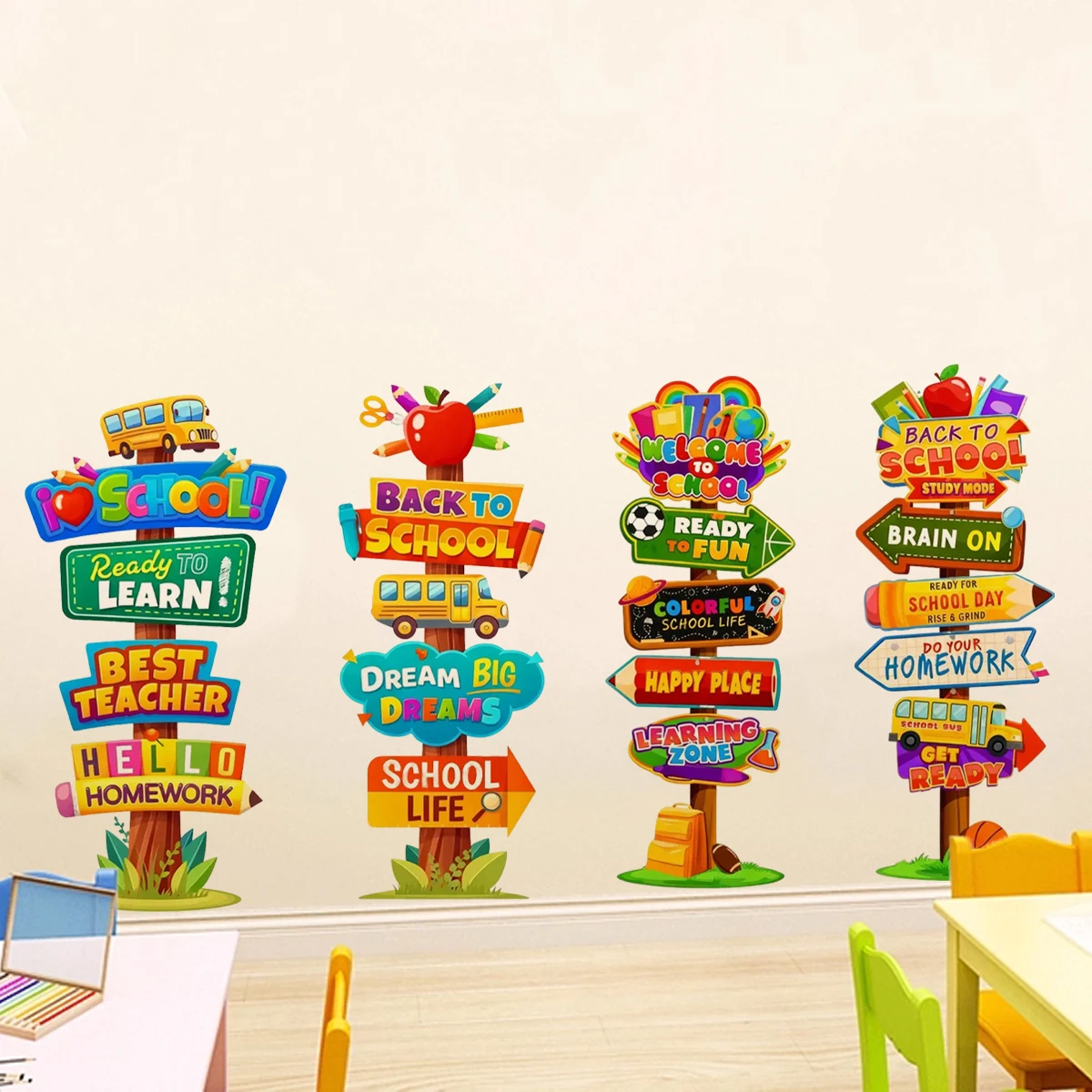 

Back to School Welcome School Arrow Signs Watercolor Wall Sticker School Corridor First Day Classroom Vinyl Decal Office Decor