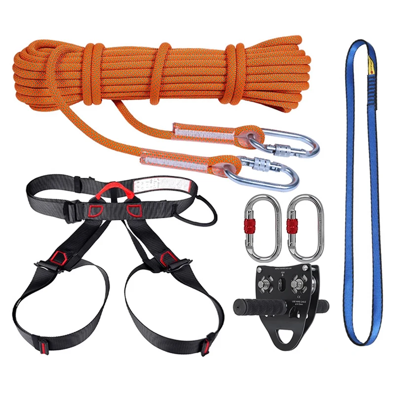 Outdoor High Altitude Rope Lifting Equipment Pulley Group Crossing Steel Cable Zipline Double Pulley Ropeway Transportation