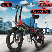 Electric Bike 500W Brushless Motor 48V12.8AH Built-in Battery E Bike Folding 20 Inch Tire Outdoor Entertainment Electric Bicycle