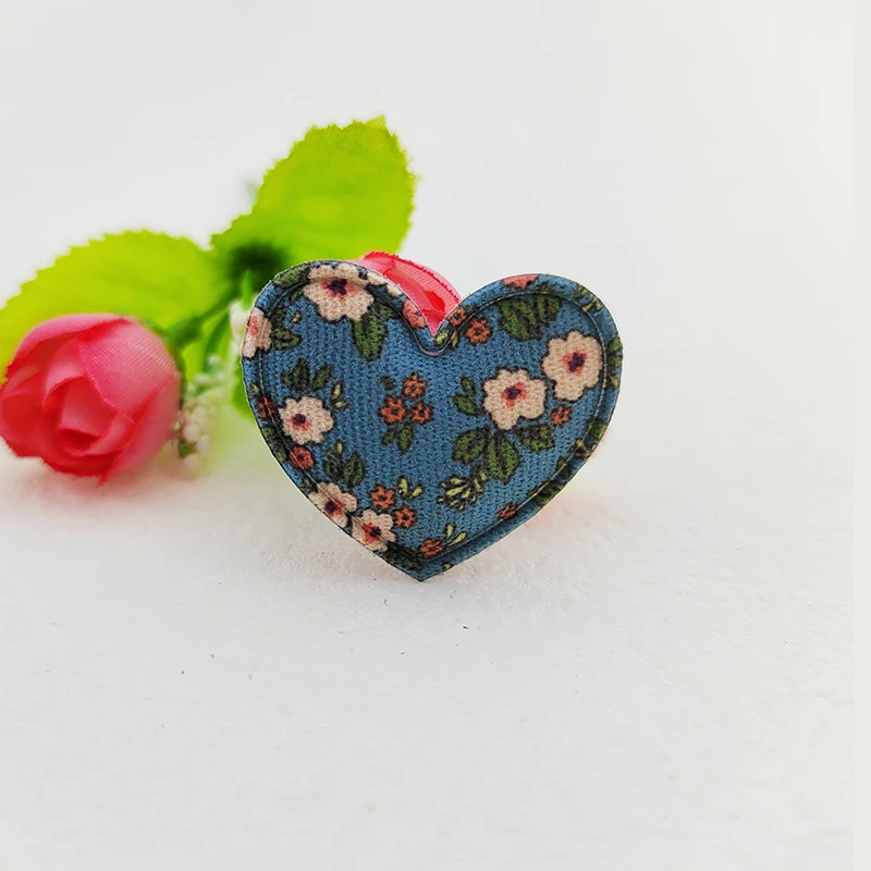 Gepolsterte Stoffherz-Applikationen für Kleidung, Hut-Nähzubehör, DIY-Kopfbedeckungen, Haarspangen, Schleifendekor-Patches, 3,5x3cm, 100 Stück – Detail 10