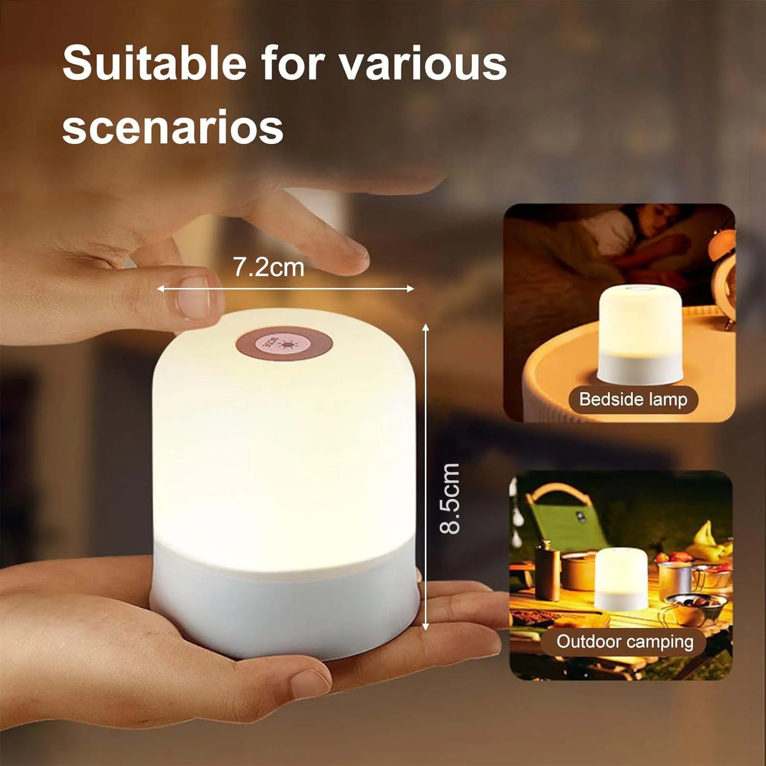 LED Bedside Lamp Touch Dimmable with 3 Modes Night Light USB Rechargeable Touch Lamp Table Lamp Wireless Nursing Light Table Lam