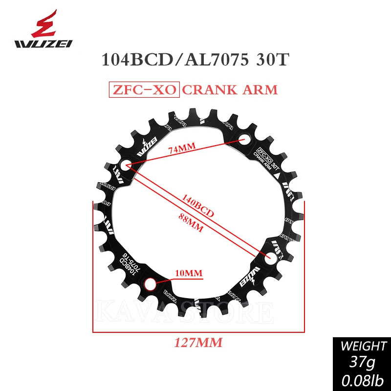 Wuzei 104BCD MTB Kettenblatt Narrow Wide 104 BCD Krone Mountainbike-Kettenrad 30 32 34 36 38 40 42T Fahrrad-Sternkettenblatt