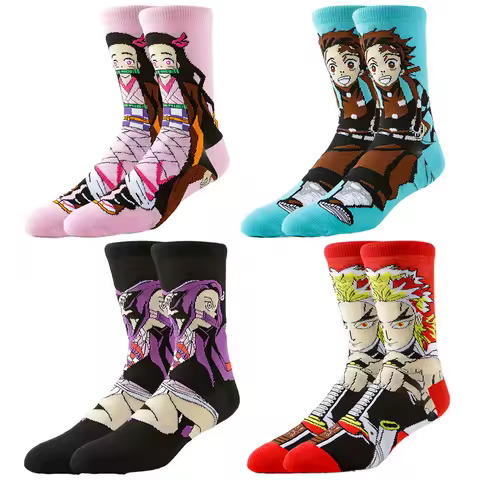 4Pairs BANDAI Unisex Funny Novelty Crew Socks Anime Hip Hop Street Style Cartoon for Men Women