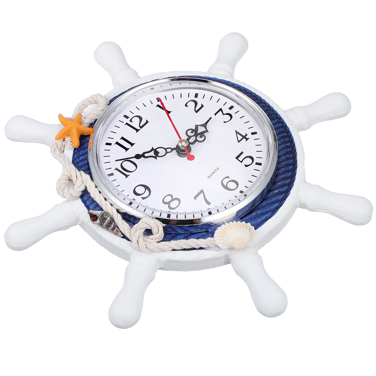 

Mediterranean Style Wall Clock Rope Decor Waterproof Silent Ticking Clock Beach Nautical Wall Decoration Decor with Rope