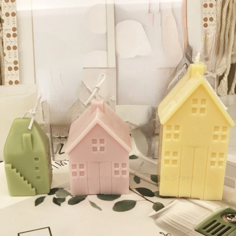 3D House Candle Silicone Mold DIY Stereoscopic House Gypsum Resin Mold Home Decoration Ornament Christmas Gifts