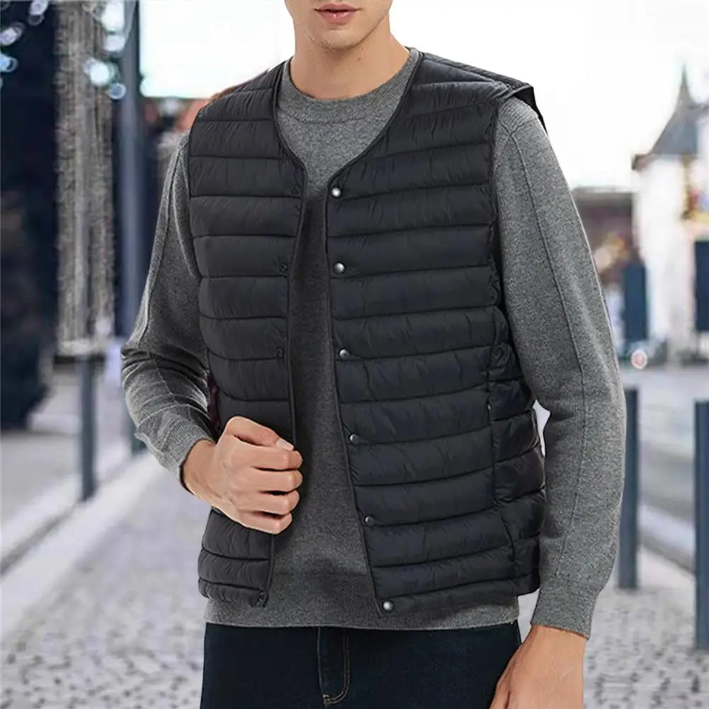 Men Down Vest Man Clothing Ultra Light Down Waistcoat Portable Padded Sleeveless Coat Man Winter Round Collar Warm Liner Jackets