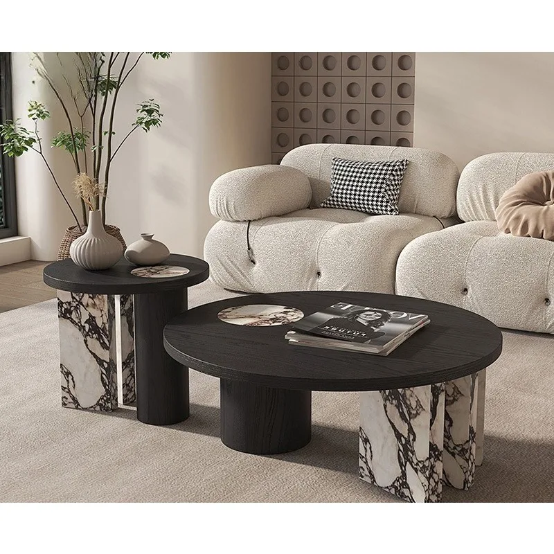 Italian minimalist Bulgari rock slab round coffee table Chinese antique designer