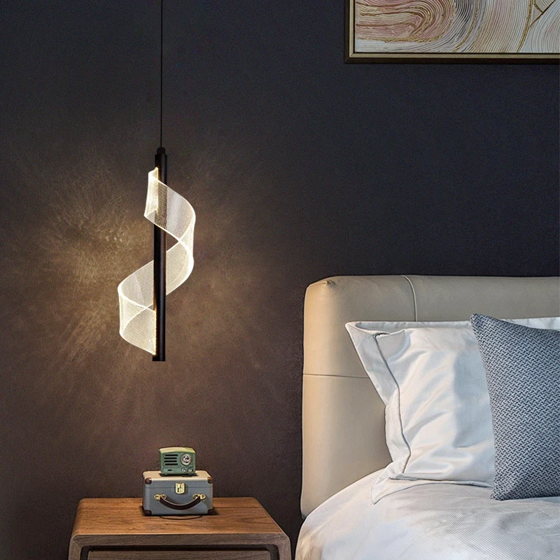 

LED Ceiling Pendant Light, Simple and Modern, Living Room, Bedroom Headboard, Creative Single Head Long Line Pendant Light