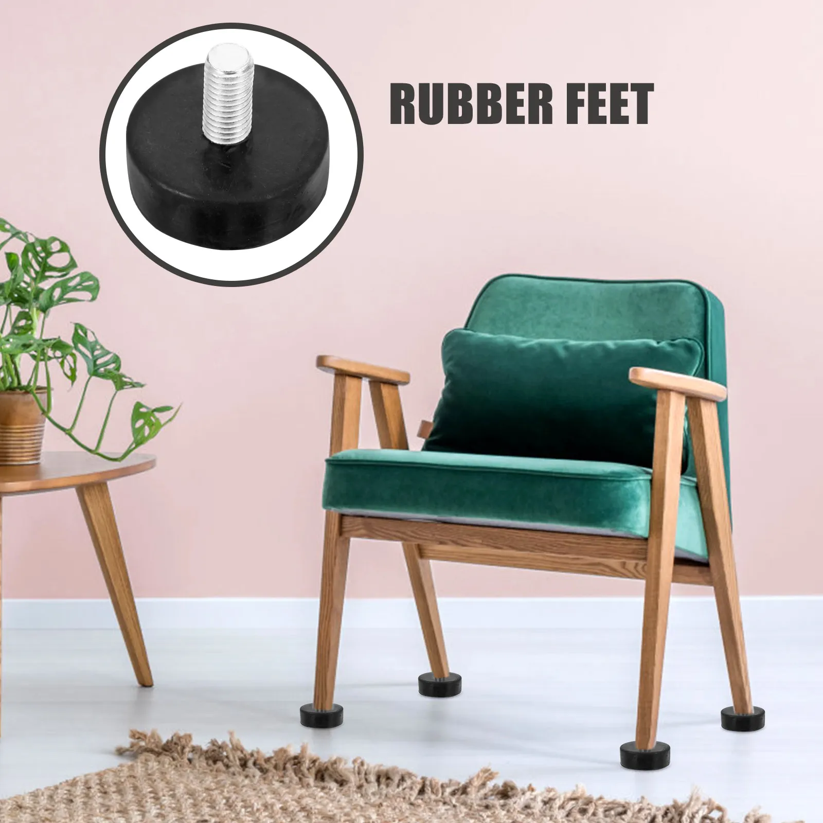 Adjustable Rubber Furniture Feet 4pcs – Shock Absorbing Leveling Pads for Tables, Chairs & Machines