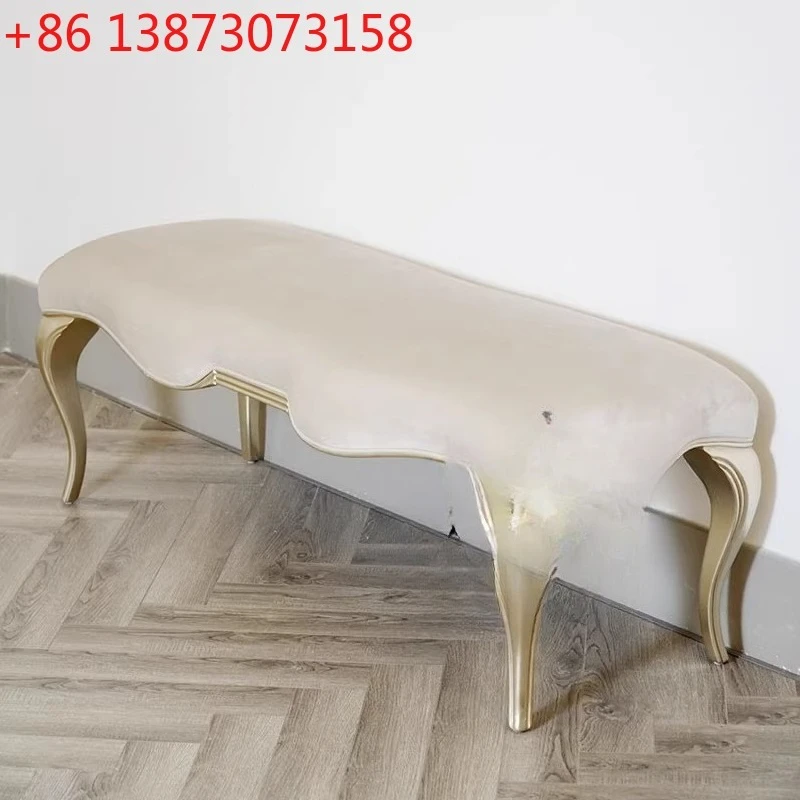 

American light luxury solid wood bedroom foyer bedside stool French cloakroom shoe changing stool clothing store sofa bench