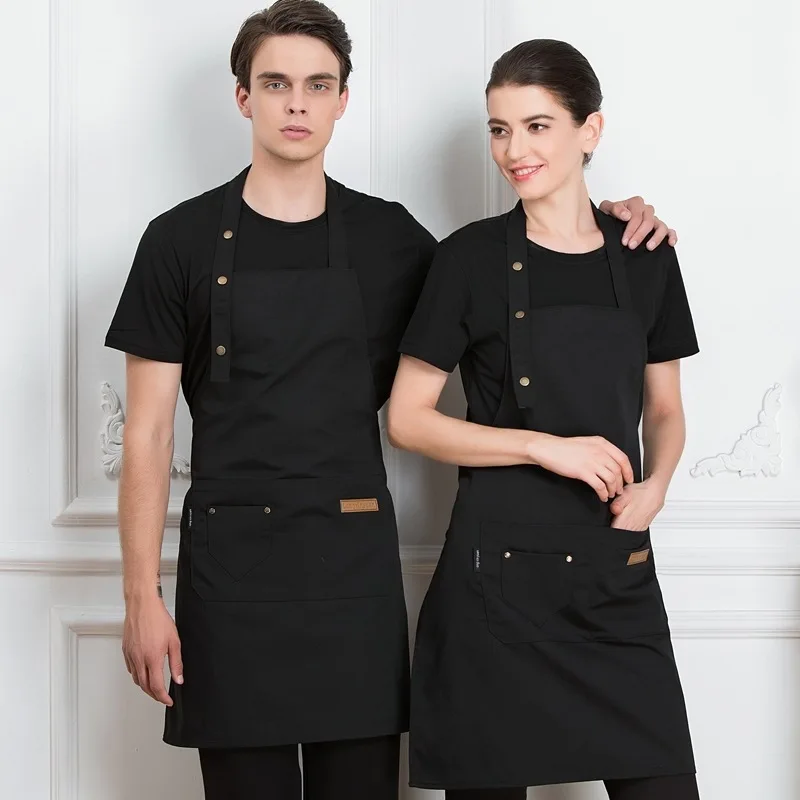 C781 Fashion Apron Logo Printed  Flower Shop Baking Manicure Canvas Kitchen Aprons for Woman Men Chef Work Apron
