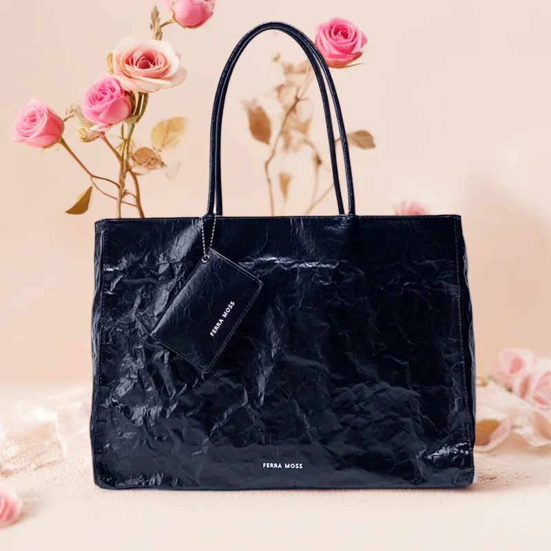 

Плиссированные сумки-тоут для женщин, роскошные дизайнерские сумки, новинка 2025 года, винтажная сумка из вощеной кожи, большая вместимость, сумка на плечо.