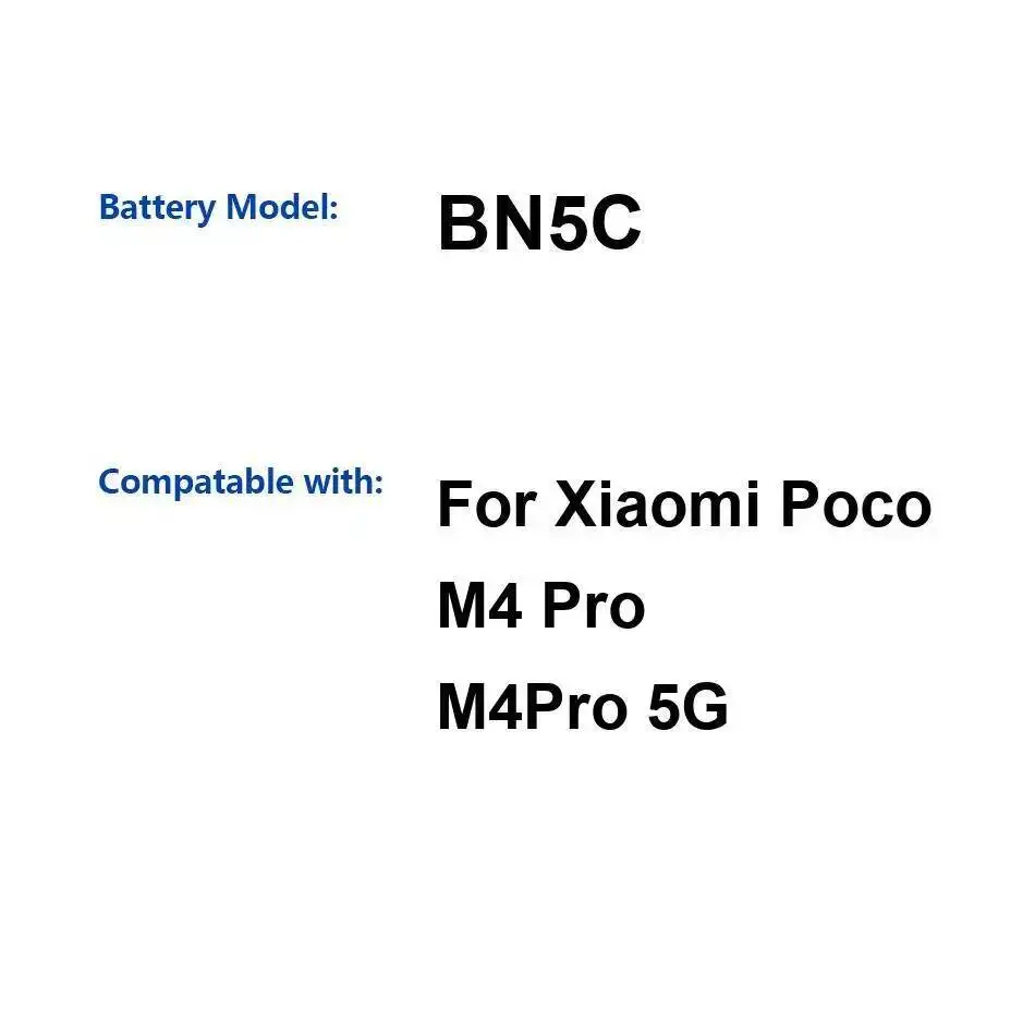

Fast Charging For Xiaomi Poco M4 Pro 5G BN5C High-Capacity 5000Mah Mobile Phone Battery
