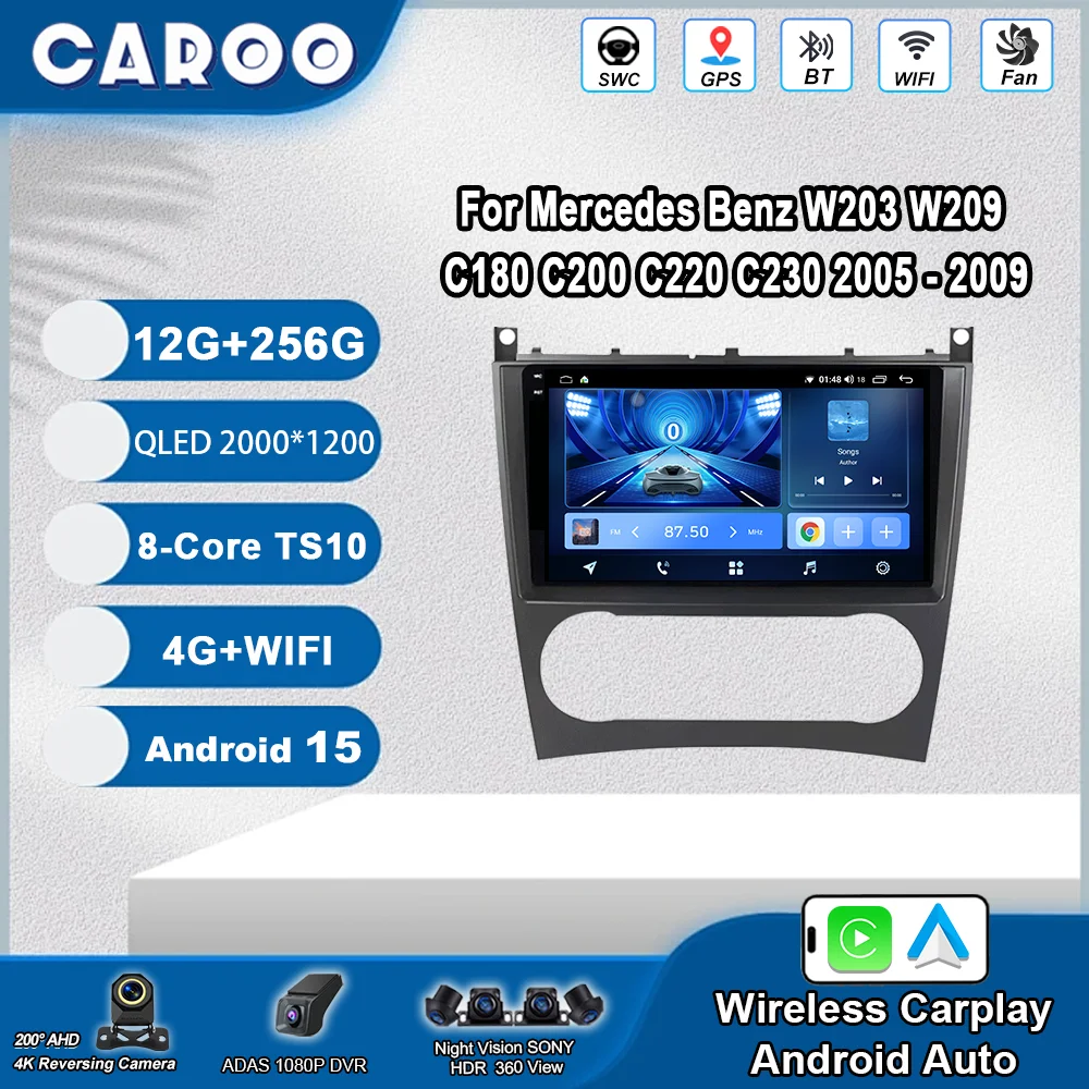 

Android 15 For Mercedes Benz W203 W209 C180 C200 C220 C230 2005 -2009 Car play Auto video Player Radio Stereo GPS Carplay