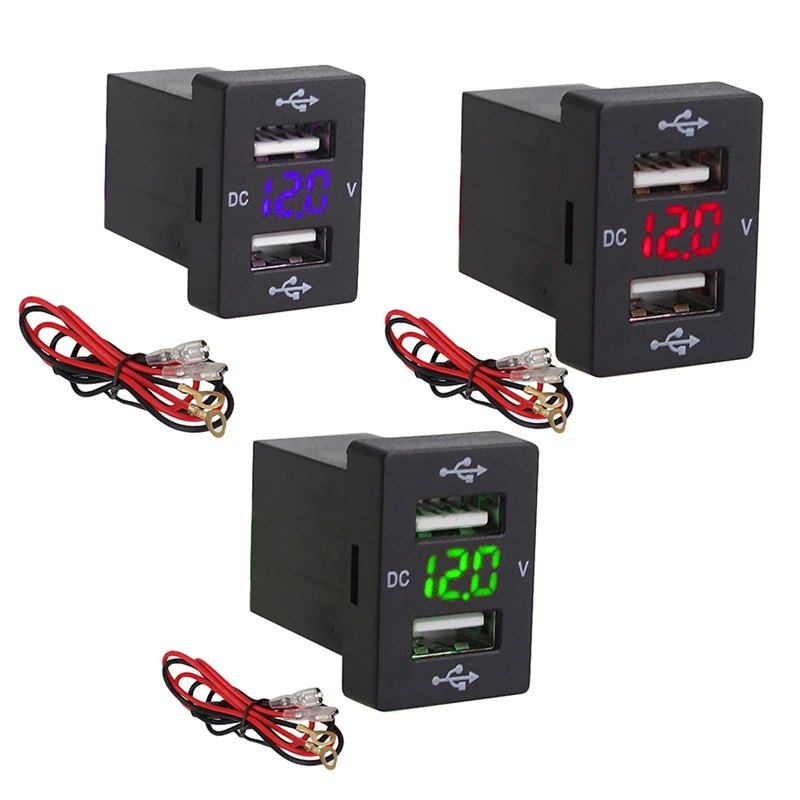 

Аутентичное автомобильное зарядное устройство 12 В с предохранителем для Toyota 5 В 4,2 А, автомобильное зарядное устройство для телефона, светодиодный дисплей, измеритель, вольтметр