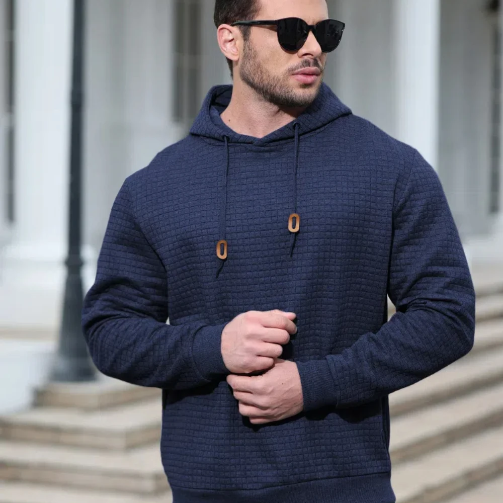 2024 New Fashion Men's Spring And Autumn Thin Hoodie Jacquard Plaid Outdoor Sportswear Jacket Casual Street Sen's Wear