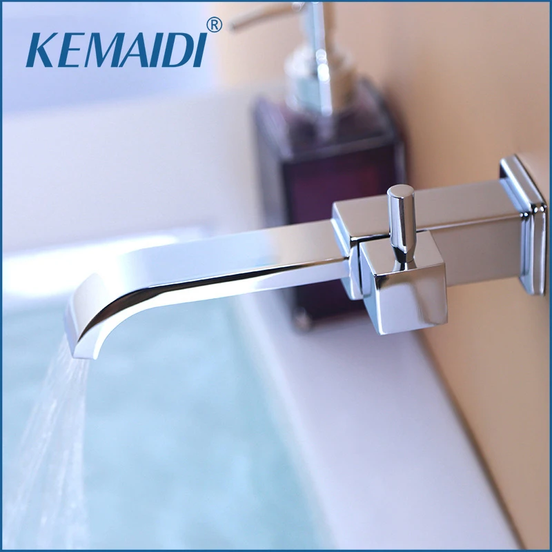 KEMAIDI Solid Brass Bath Basin Faucet torneira Bathtub Faucet Waterfall Spout Vessel Vanity Tap Bathroom Faucets Only Cold Water