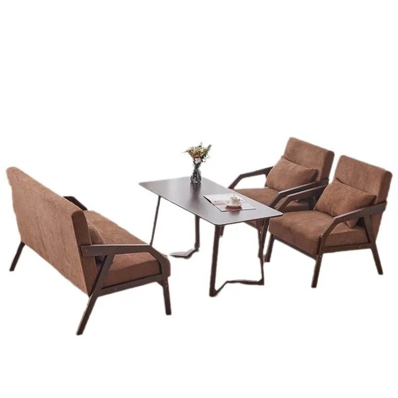 

Home living room brown single sofa chair table retro solid wood
