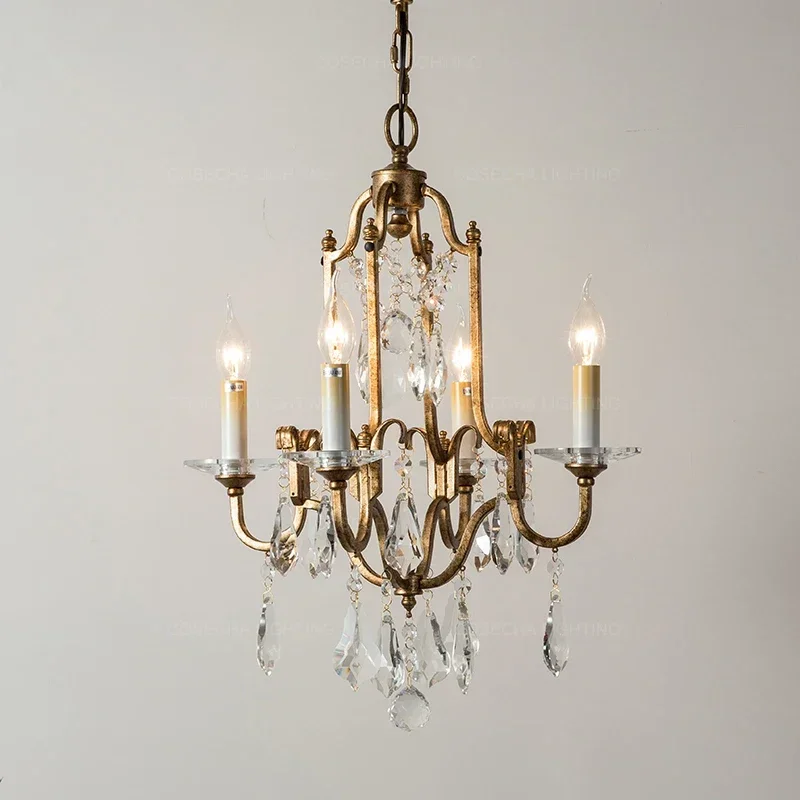 French Vintage LED Ceiling Chandelier Lamp Design Metal High-end Pendant Light Home Decoration for Corridor Living Room Doorside