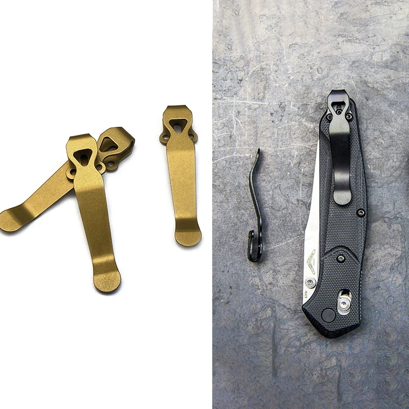 14 Colors CNC Titanium Made Knife Pocket Clip Back Clamp for Benchmade 551 Griptillian 535 Bugout Mini-Presidio 585 Emerson CQC